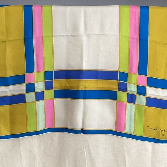 Vintage Francoise Guerin colour block scarf. SC0148 - Picture 5 of 9